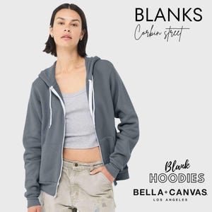 Bella Canvas 3739 Blanks Unisex Full-Zip Hooded Sweatshirt Sponge Fleece Zip up, Bella Canvas | DTG | Vinyl Shirts | Screen Printing Shirts