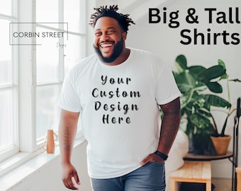 Custom Gildan 2000T Big and Tall T-Shirt, Personalized Unisex Tee, Plus Size LT–3XLT