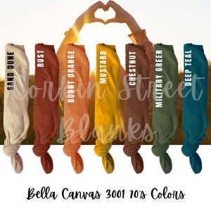 70'a Vibe | Hippie Colors |  Warm Tones | Boho Blank Bella Canvas 3001 | 100% Cotton Shirts | Blank T-Shirts | Craft Tees | Short Sleeve