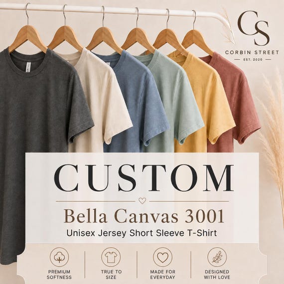 Bella Canvas 3001 Unisex T-Shirt | Personalized Text or Design | Choose Color & Size
