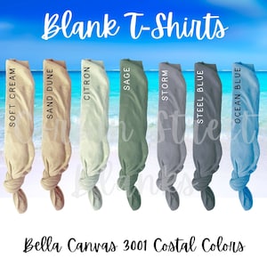 Costal Color | Beach Colors Blank Bella Canvas 3001 | 100% Cotton Shirts | Blank T-Shirts | Craft Tees