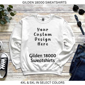 Custom Plus Size Gildan 18000 Crewneck Sweatshirt, Personalized Unisex Adult, Sizes 2XL–5XL image 1