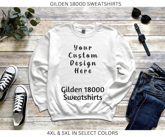 Custom Plus Size Gildan 18000 Crewneck Sweatshirt, Personalized Unisex Adult, Sizes 2XL–5XL