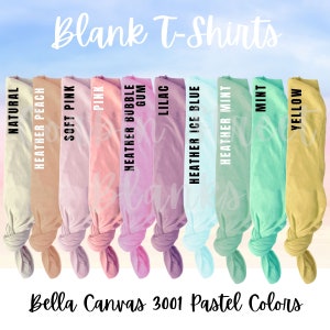 Pastel Color Blank Bella Canvas 3001 | 100% Cotton Shirts | 3001CVC Heather | Blank T-Shirts | Craft Tees