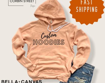 Bella+Canvas 3719 Custom Fleece Hoodie, Personalized Unisex Sweatshirt