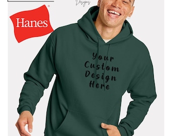 Hanes EcoSmart P170 Hoodie, Personalized Unisex Pullover Sweatshirt, Choose Custom Color and Size