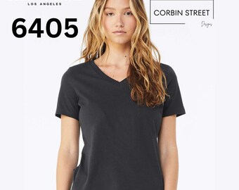 Custom Bella+Canvas 6405 Women’s Relaxed V-Neck T-Shirt, Personalized Jersey Tee, Choose Color and Size