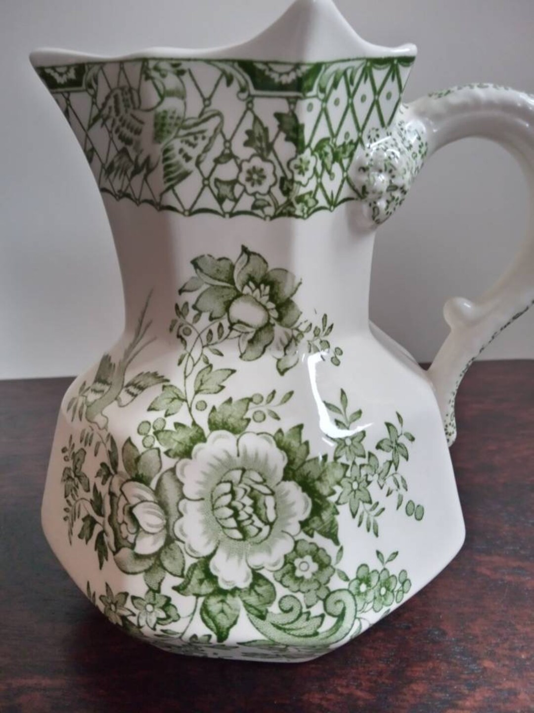 Antique Jug Mason's Ironstone China 'stratford' Green and White Jug ...
