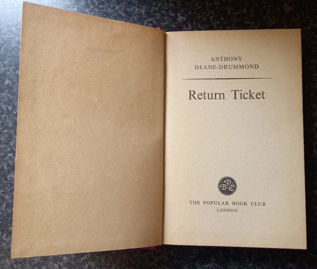 Return Ticket by Anthony Deanedrummond Popular Book Club Etsy UK