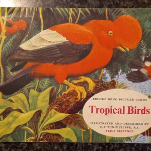 Brooke Bond fotokaarten tropische vogels. complete set in officieel album