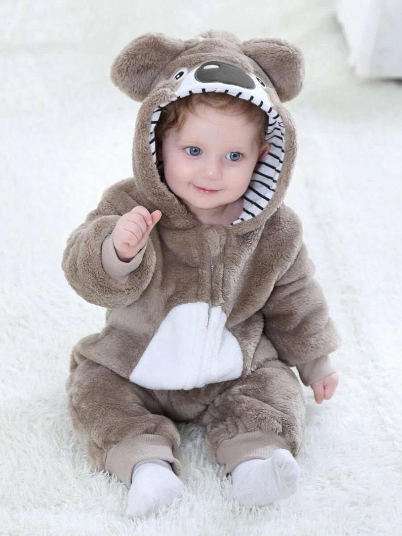 Baby Boy Winter Clothes Baby Boy Cartoon Hooded Sleepsuit Etsy