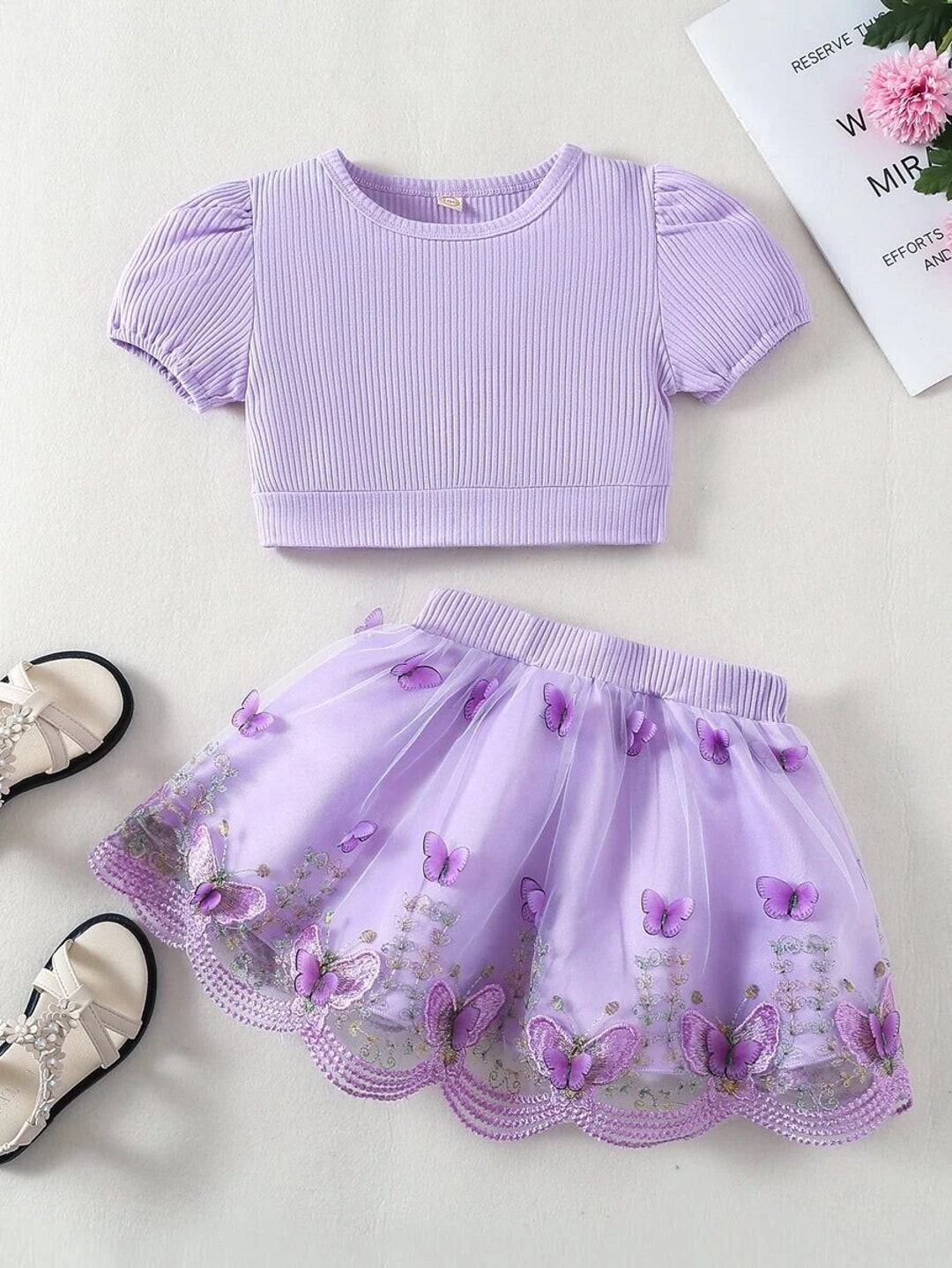 Cute Girl Clothes Set Toddler Girls Puff Sleeve Tee and - Etsy