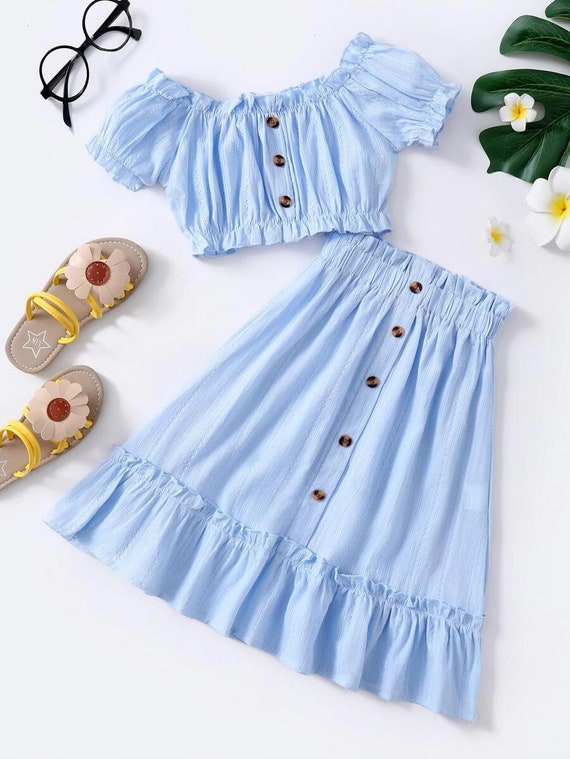 Cute Girl Clothing Set Toddler Girl Button Front Flounce - Etsy