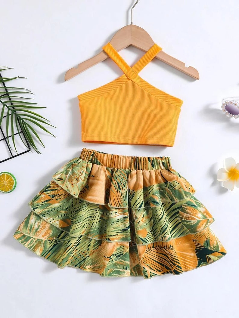 Cute Girl Clothes Set Toddler Girls Halter Top With Tropical - Etsy