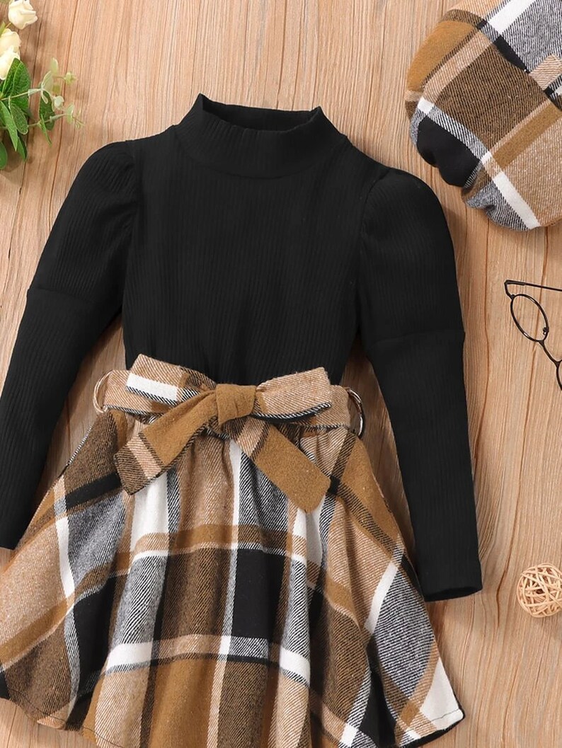 Cute Girl Clothing Set Toddler Girl Mock Neck Tee Plaid Etsy