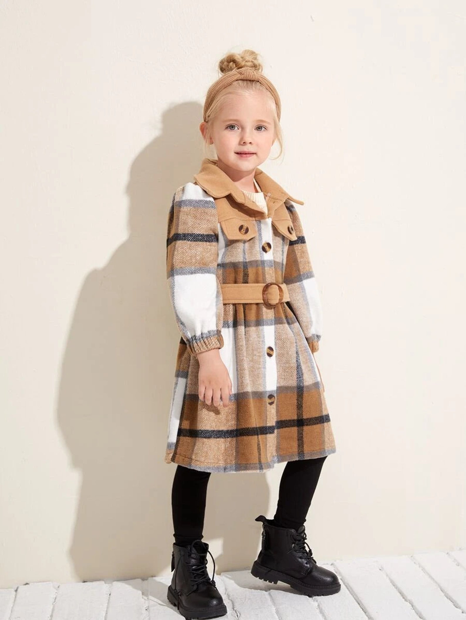 Toddler Girl Plaid Belted Overcoat Baby Girl Coat & Jacket Etsy