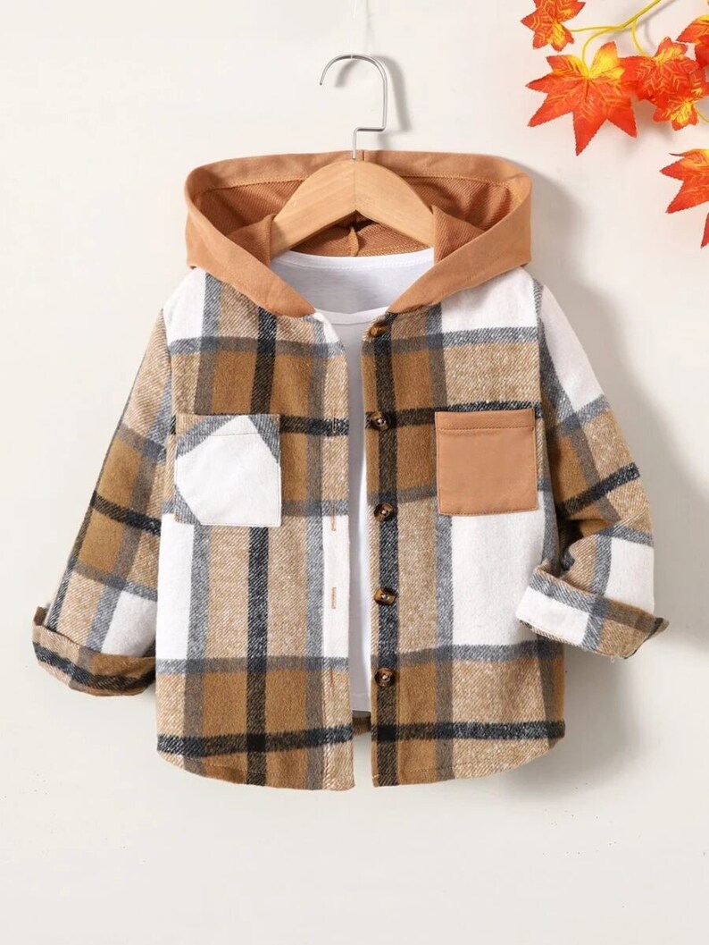 Toddler Boy Plaid Hooded Coat Boy Plaid Overcoat Boy Winter Etsy