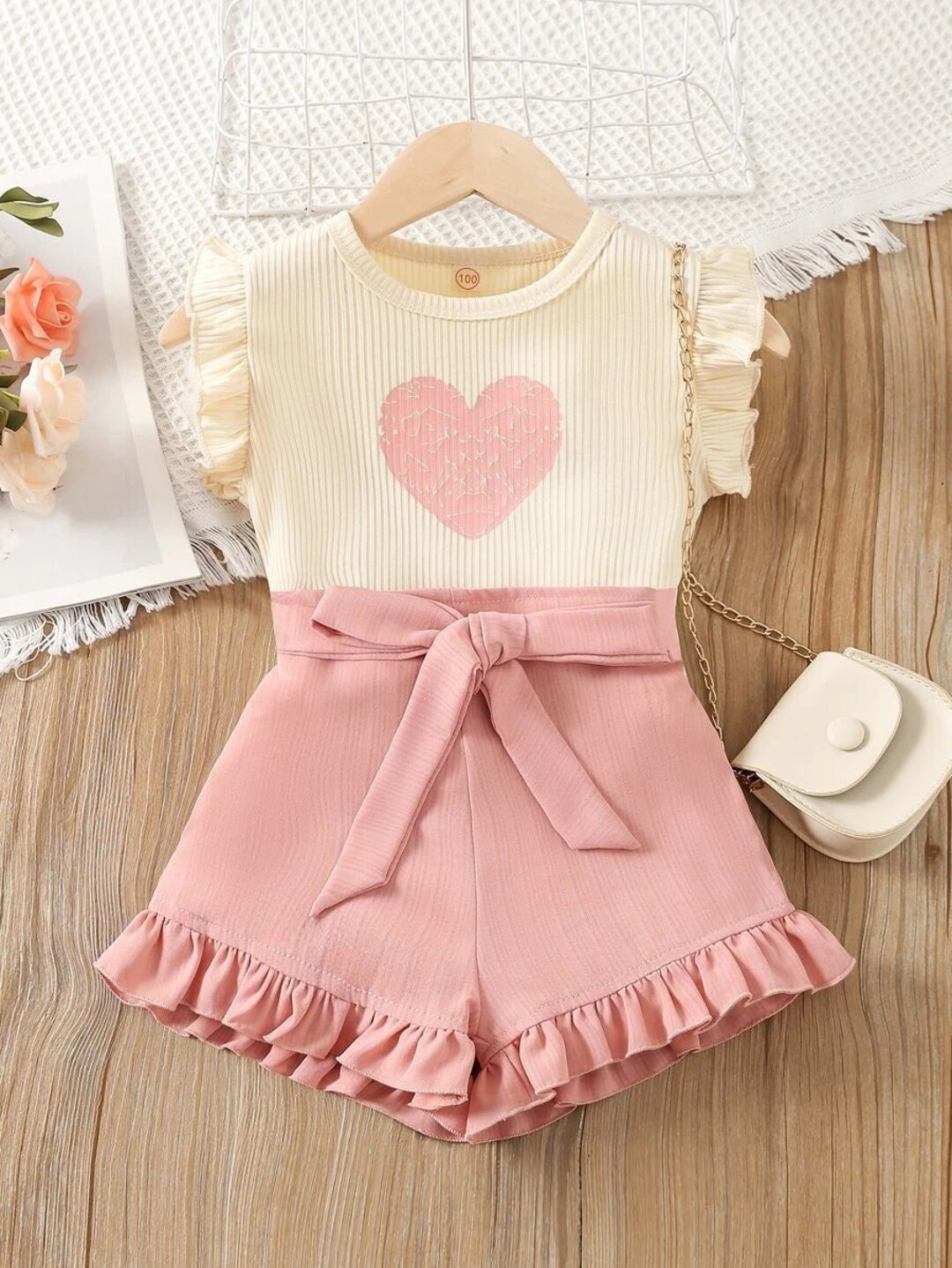 Cute Girl Clothing Set Toddler Girls Rib Knit Ruffle Trim Tee Etsy