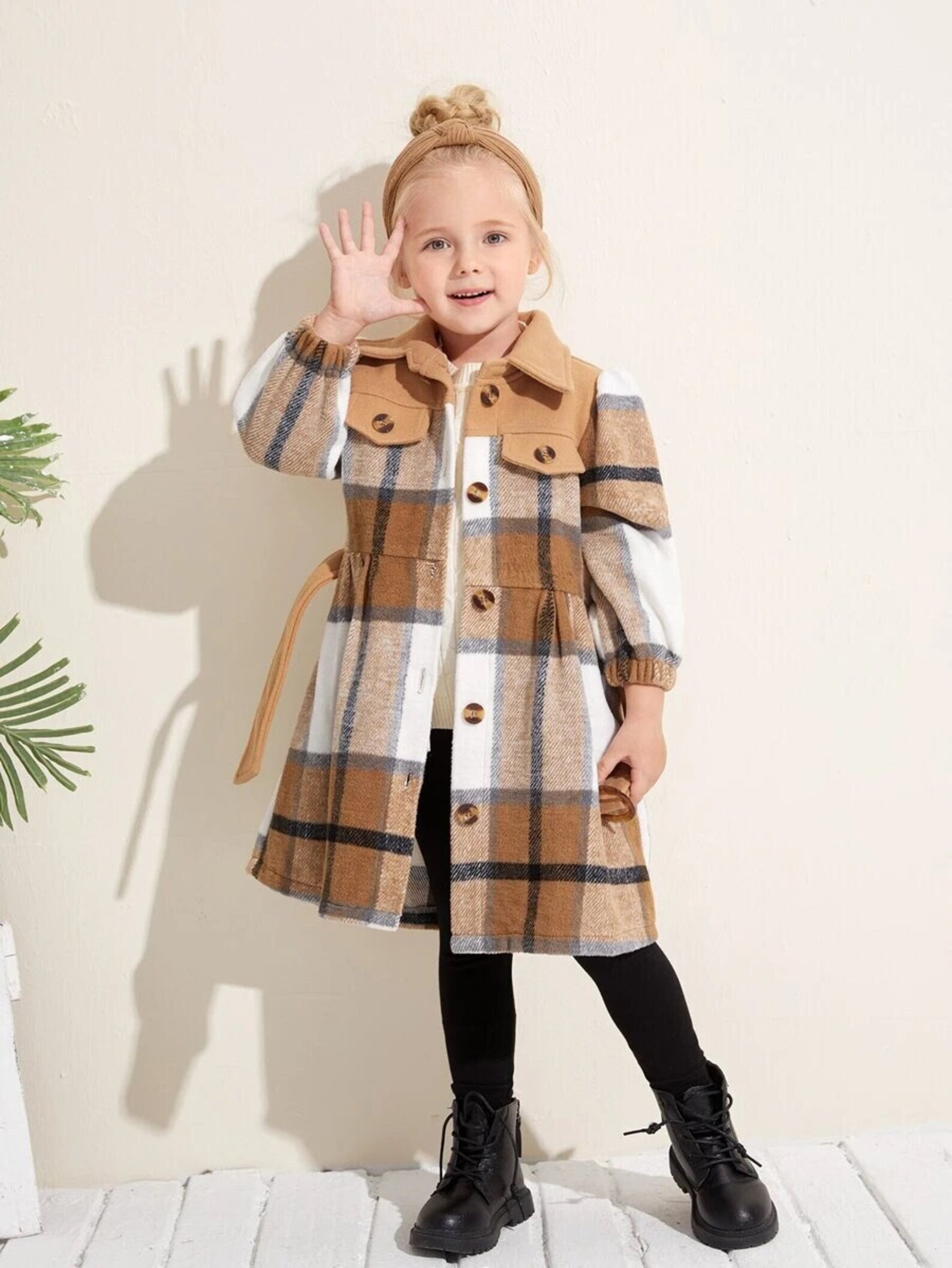Toddler Girl Plaid Belted Overcoat Baby Girl Coat & Jacket Etsy