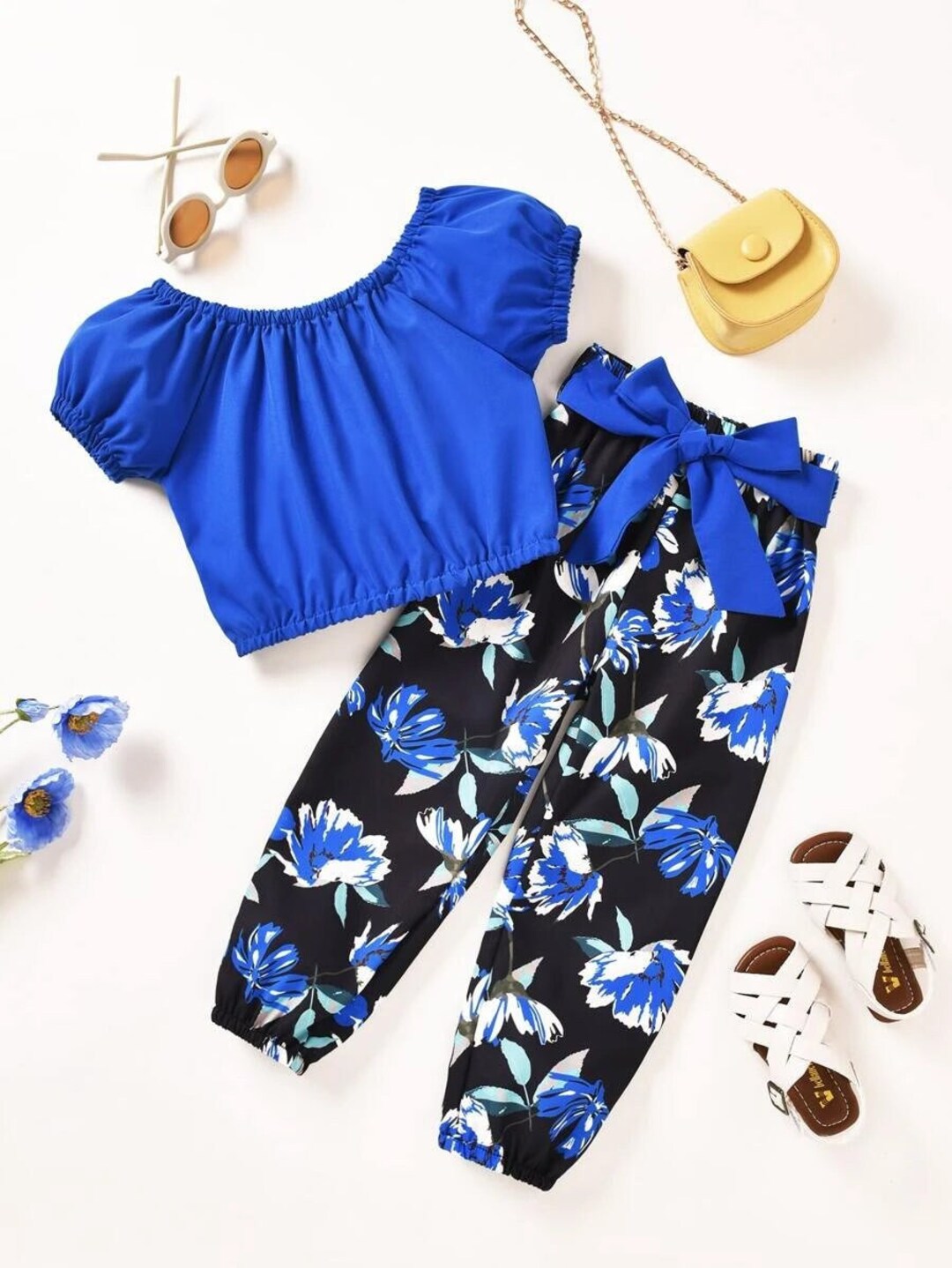 Cute Girl Outfit Sets Toddler Girls Puff Sleeve Top & Floral Etsy