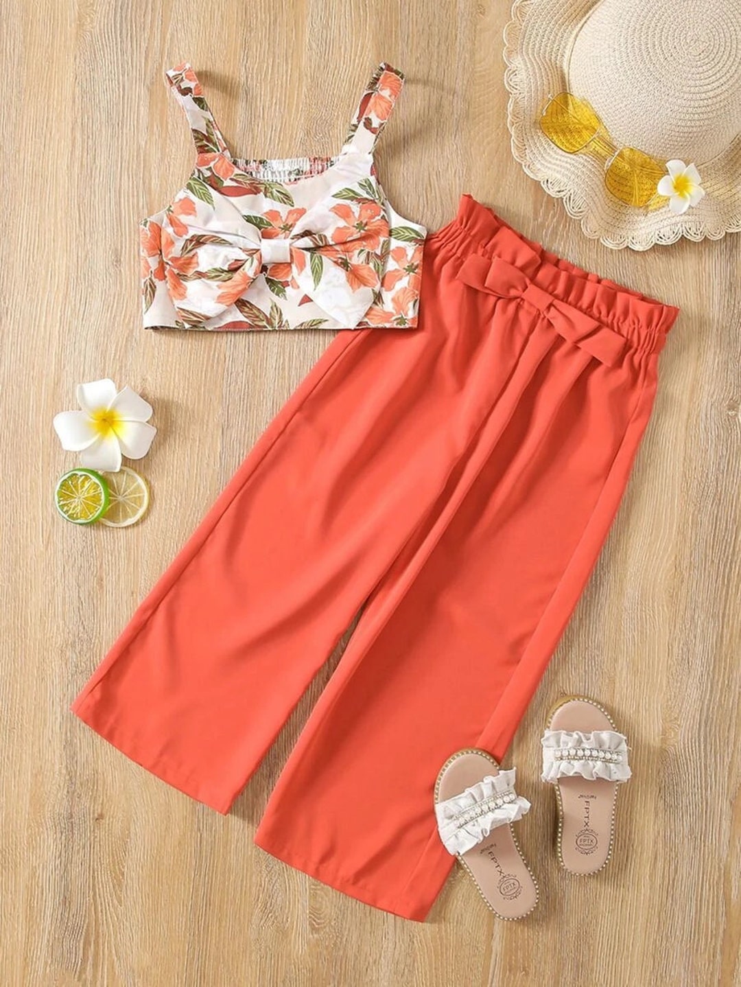 Cute Girl Clothing Set Ttoddler Girls Bow Front Shirred Cami Etsy