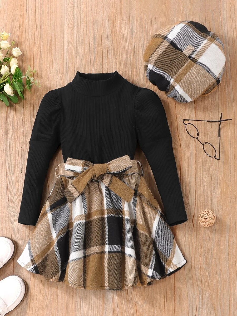 Cute Girl Clothing Set Toddler Girl Mock Neck Tee Plaid Etsy