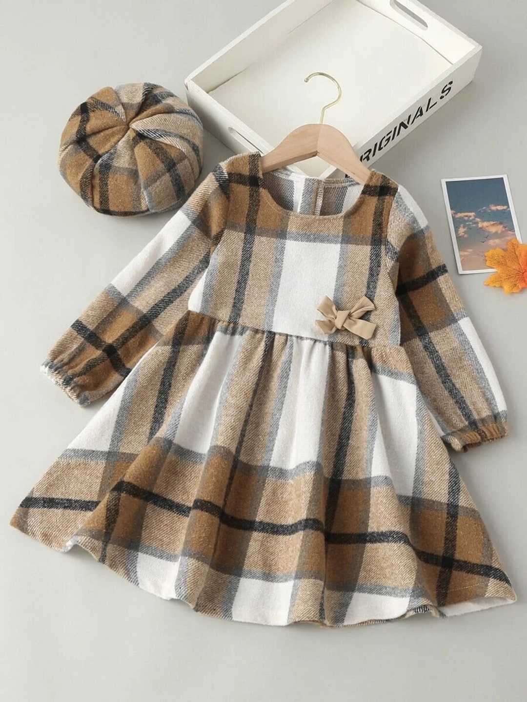 Toddler Girl Long Sleeve Dress Toddler Girl Plaid Print Bow Etsy
