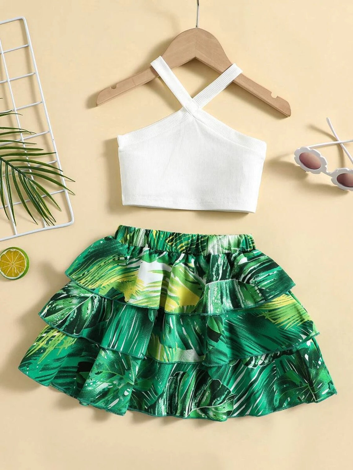 Cute Girl Clothes Set Toddler Girls Halter Top With Tropical - Etsy