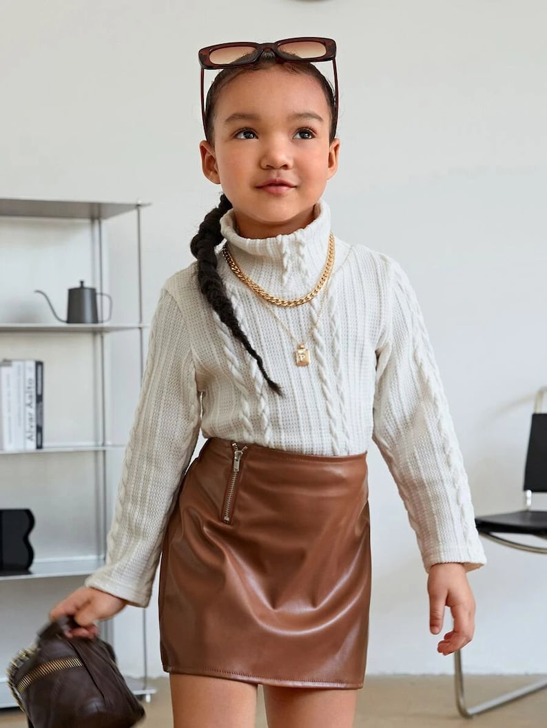 Cute Girl Clothing Set Toddler Girl Turtleneck Tee & Zipper Etsy