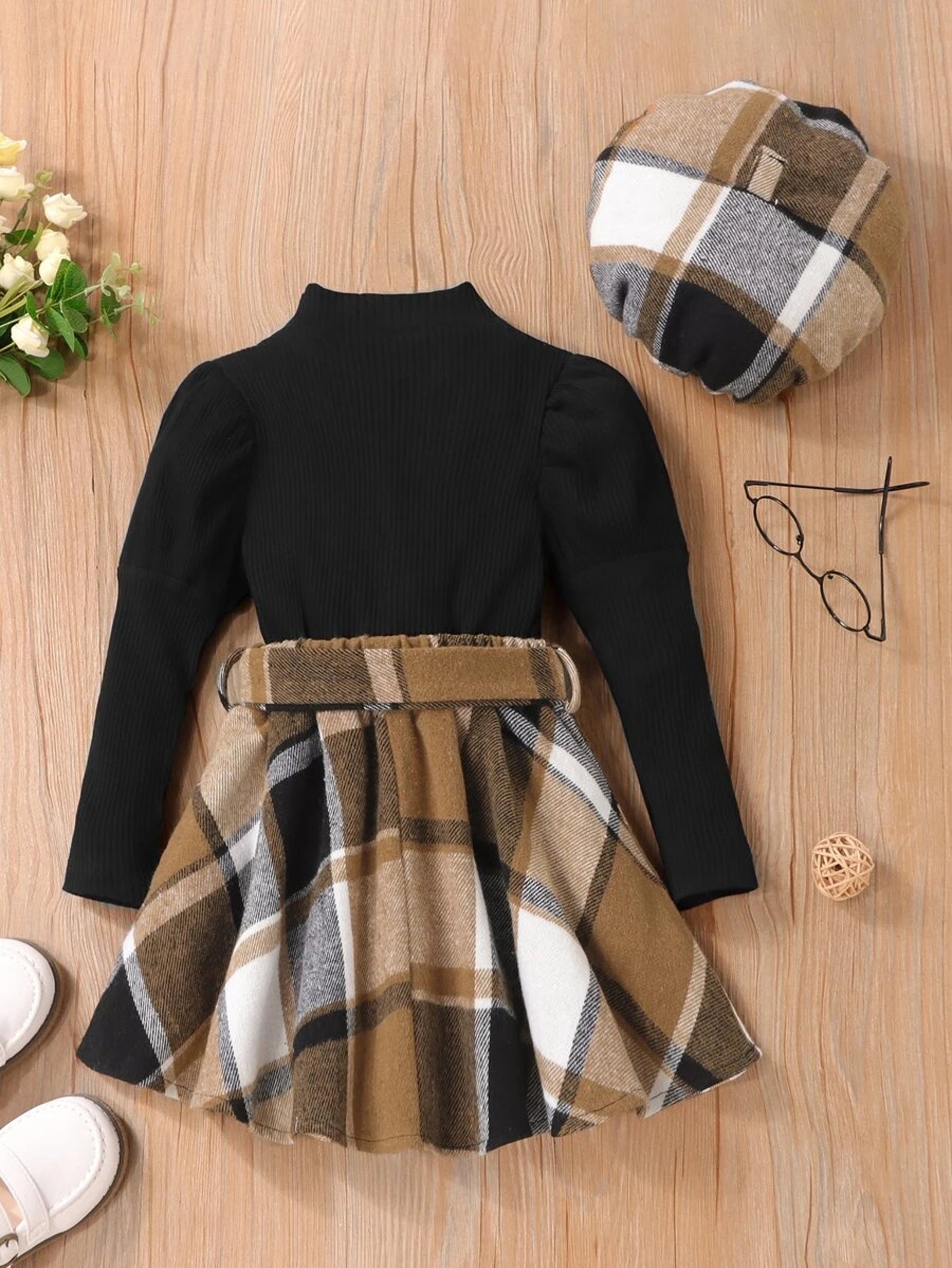 Cute Girl Clothing Set Toddler Girl Mock Neck Tee Plaid Etsy