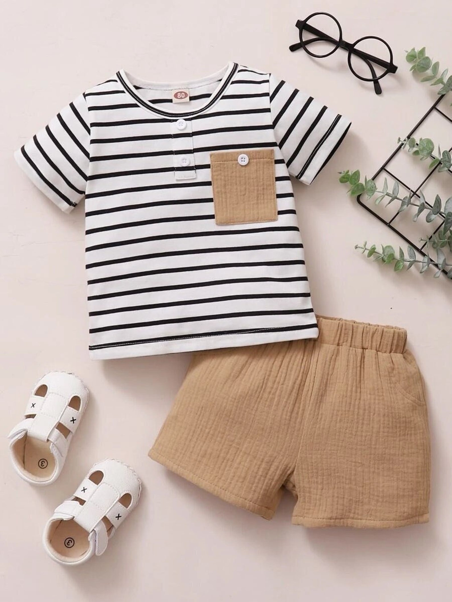 Cute Baby Boy Clothing Set Baby Boy Striped Pocket Patched Etsy