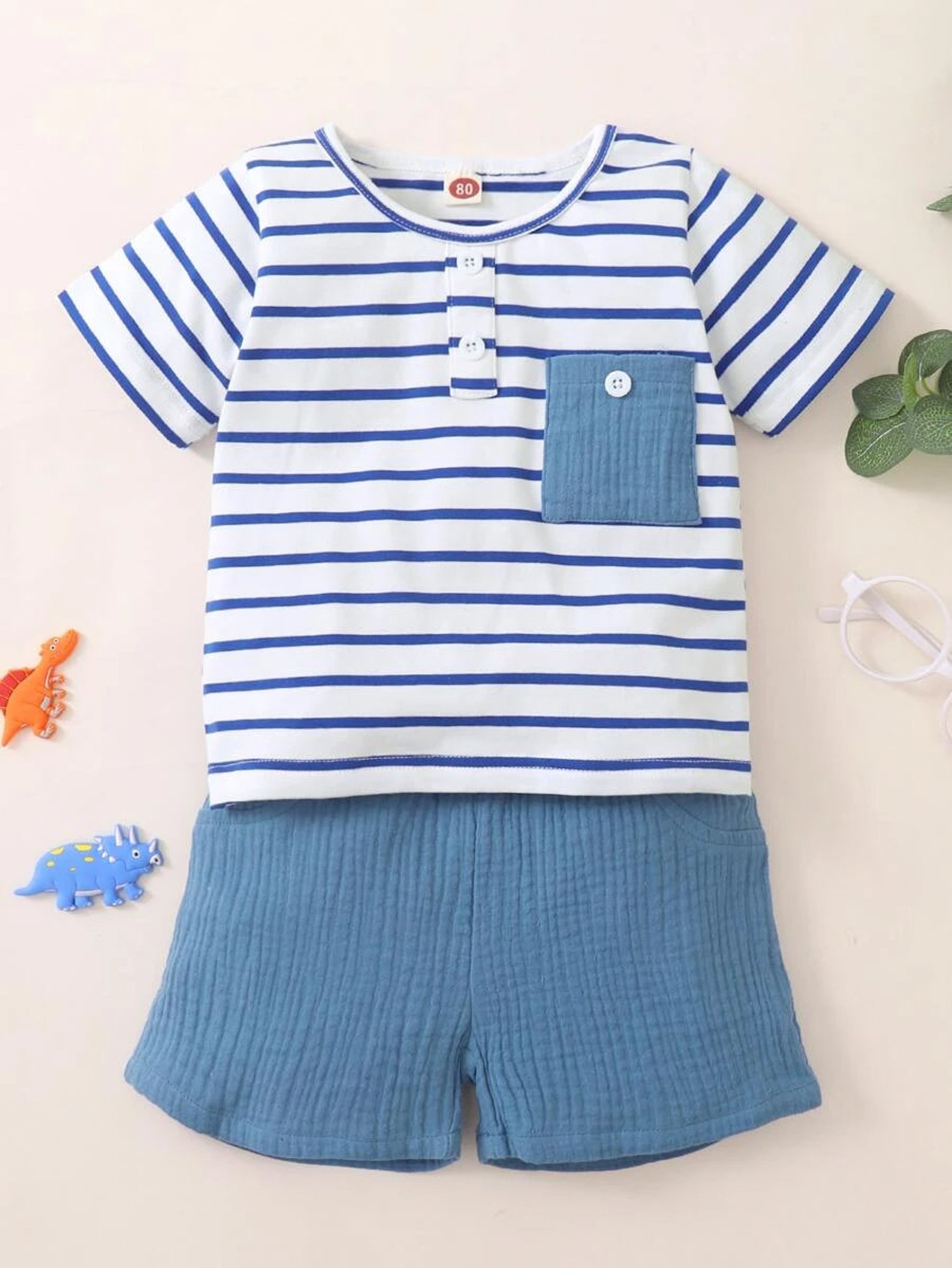 Cute Baby Boy Clothing Set Baby Boy Striped Pocket Patched Etsy