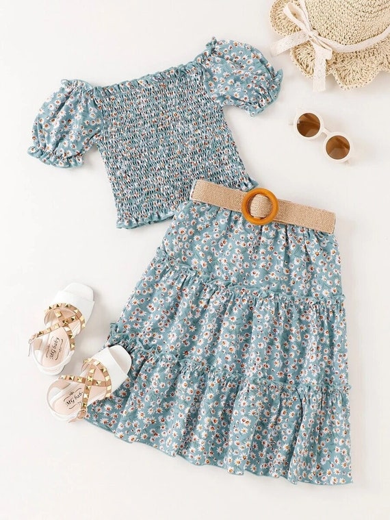Cute Girl Clothing Set Toddler Girl Ditsy Floral Shirred Top Etsy