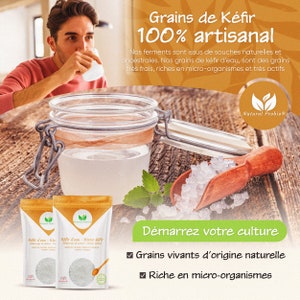 Grains de Kéfir d'eau Kit de démarrage de Culture Recette complète incluse image 6