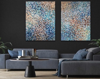 Conjunto de impresiones en lienzo giclée costeras: Arte abstracto azul del océano