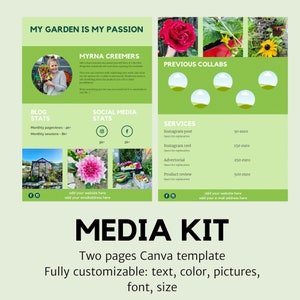 2 Page Media Kit Canva Template | Instagram | Influencers | Blogger | Green theme