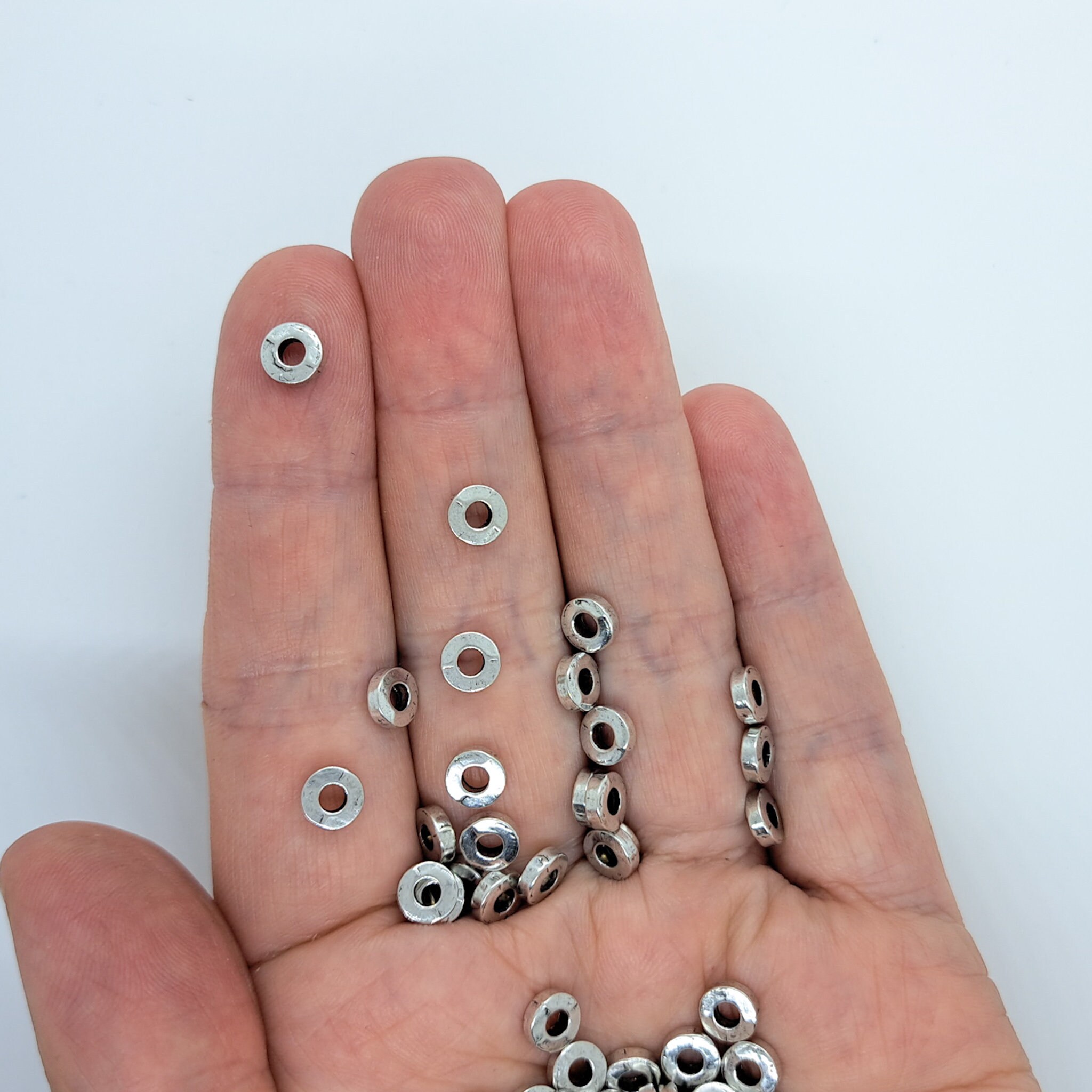 Coin Beads, Round Flat Bead, Small Hole Spacers, Silver Saucer Bead, MiniatureSweet, Kawaii Resin Crafts, Decoden Cabochons Supplies