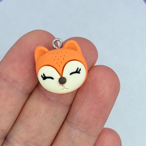 5 fox pendants, fox face charm, fox charm for keychain, woodland charm for necklace, resin fox charm, orange fox charm