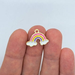 10 Rainbow charms, enamel, gold effect, rainbow charm for keychain, rainbow charm for bracelet, rainbow charm for wish bracelet