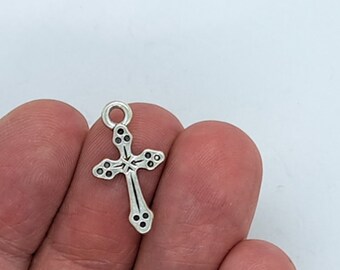 10 cross charms, antique silver effect, cross charm for bracelet, Christian cross charm, religious charm, cross charm for necklace