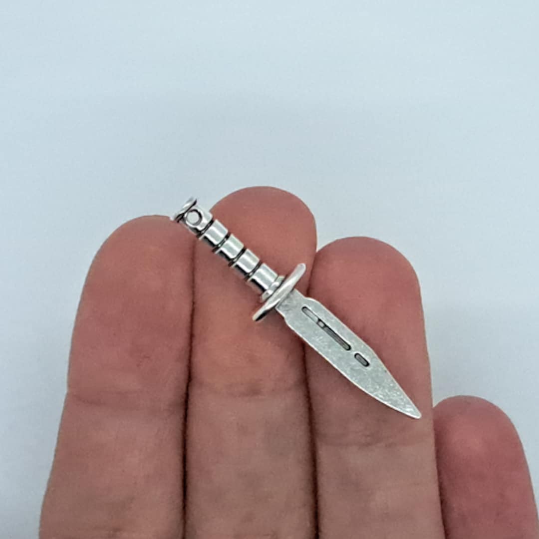 5 Knife Charms, Antique Silver Effect, Horror Charm, Tibetan Style