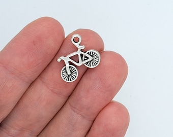 10 Bicycle charms, bike charm, tibetan silver charm, antique silver charm, cycling charm