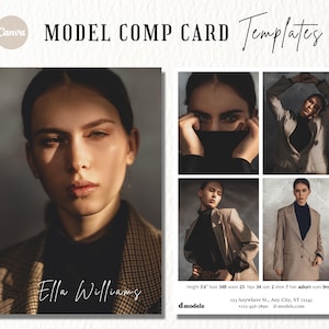 Model Comp Card | Editable Fashion Model Zed Card | Model Portfolio Templates | Modeling Canva Templates | Fashion Resume Photo Card