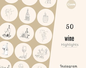 50 Wine Instagram Highlights Cover | Elegant IG Story Icons (Digital Download)