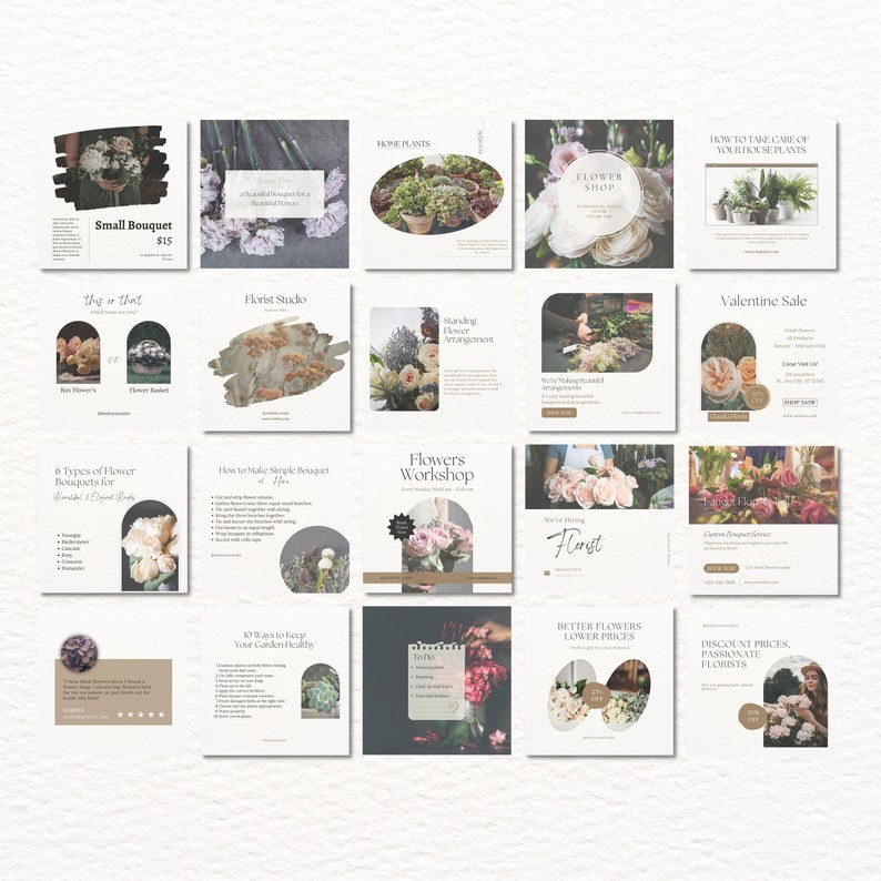 Florist Instagram Bundle Kit Florist Social Media Templates Flower Shop