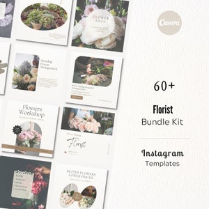 Florist Instagram Bundle Kit | Florist Social Media Templates | Flower Shop | Floral Design | Florist Canva Template | Minimalist Design