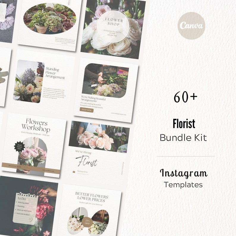 Florist Instagram Bundle Kit Florist Social Media Templates Flower Shop