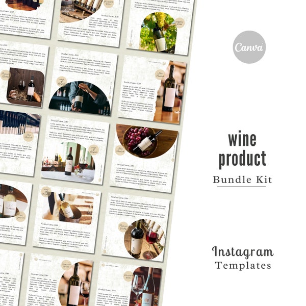 Wine Product Instagram Bundle Kit | Wine Product Instagram Templates | Wine Business | Winery Instagram Templates