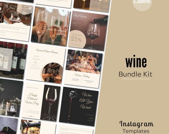 Wine Instagram Bundle Kit | Wine Instagram Templates | Wine Business | Winery Instagram Templates