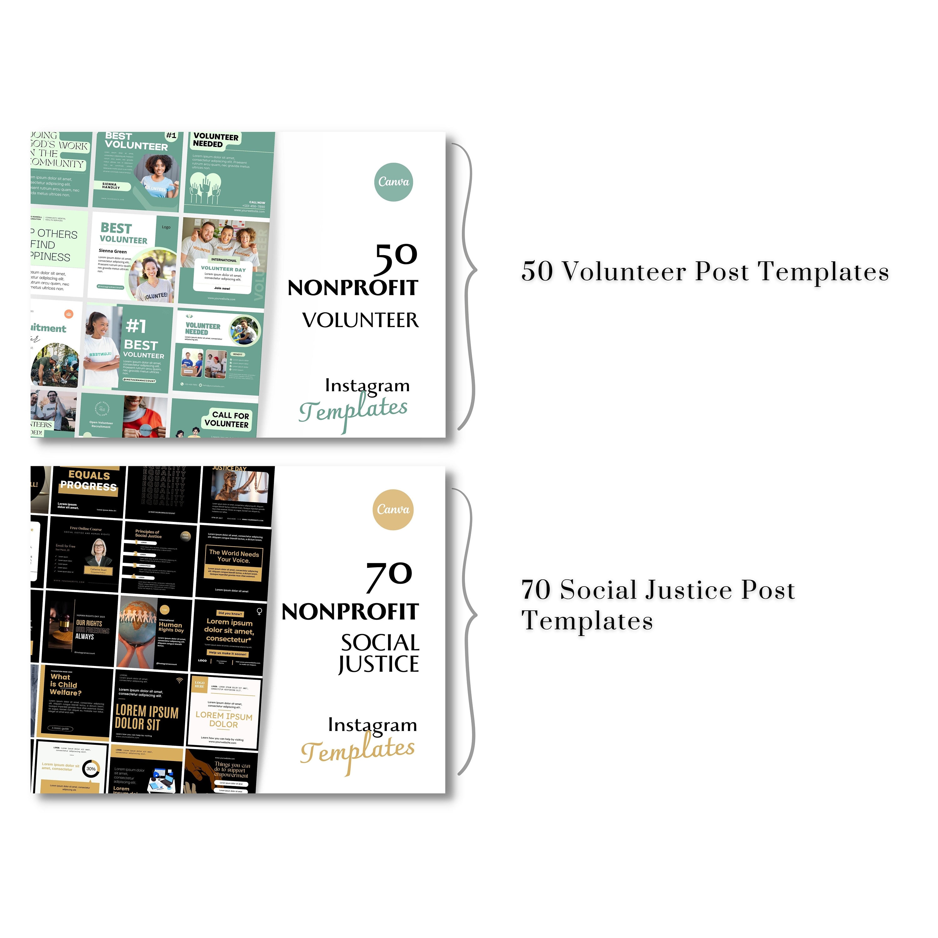 Gallery Detail: Nonprofit Instagram Templates Mega Bundle Kit Canva
